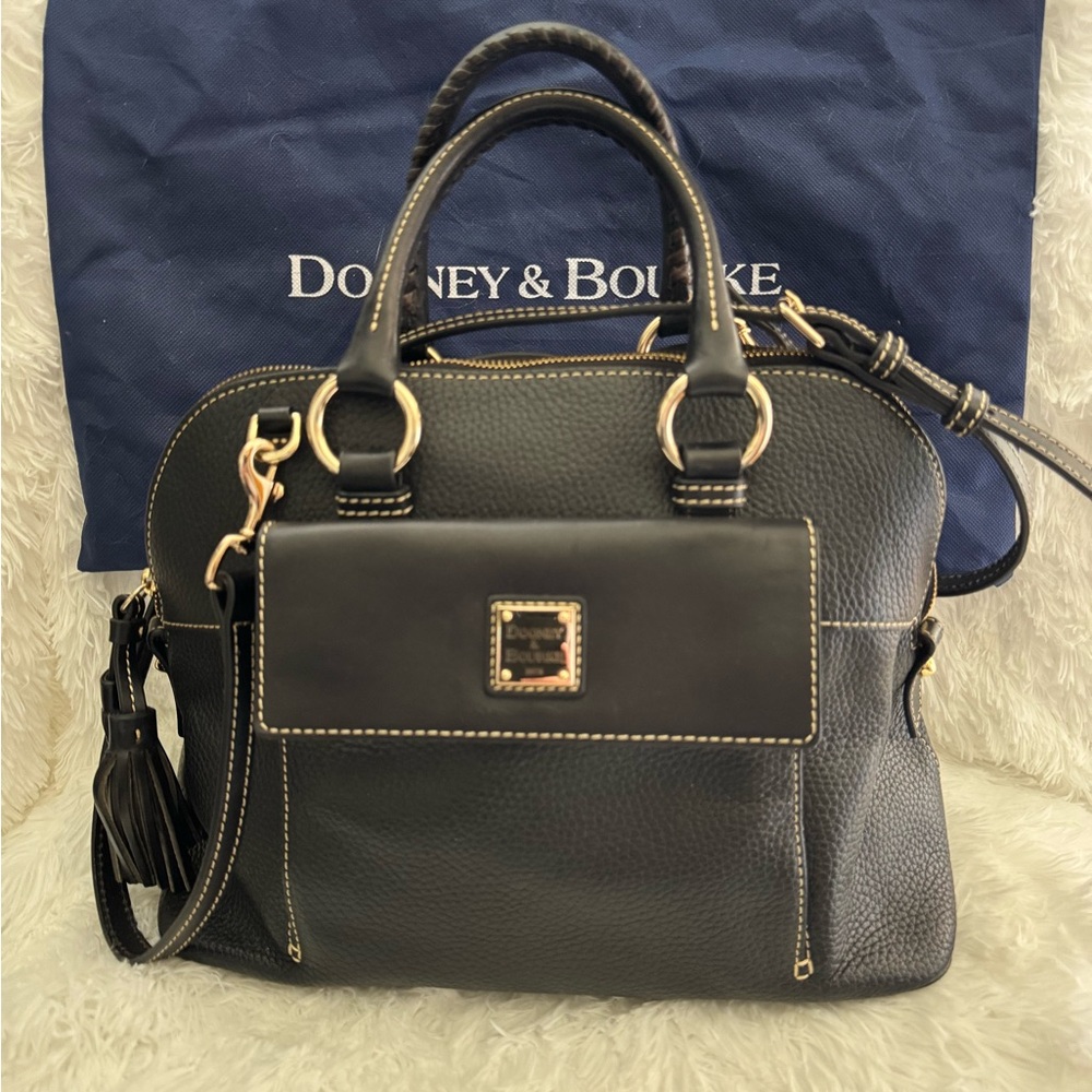 Dooney & Bourke Black Satchel with Gold-Tone Hardware